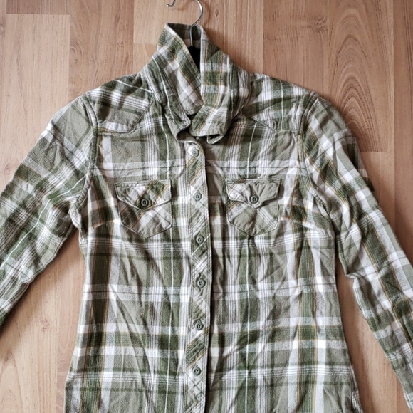 Olive Green and White Flannel - Picture 3 of 4